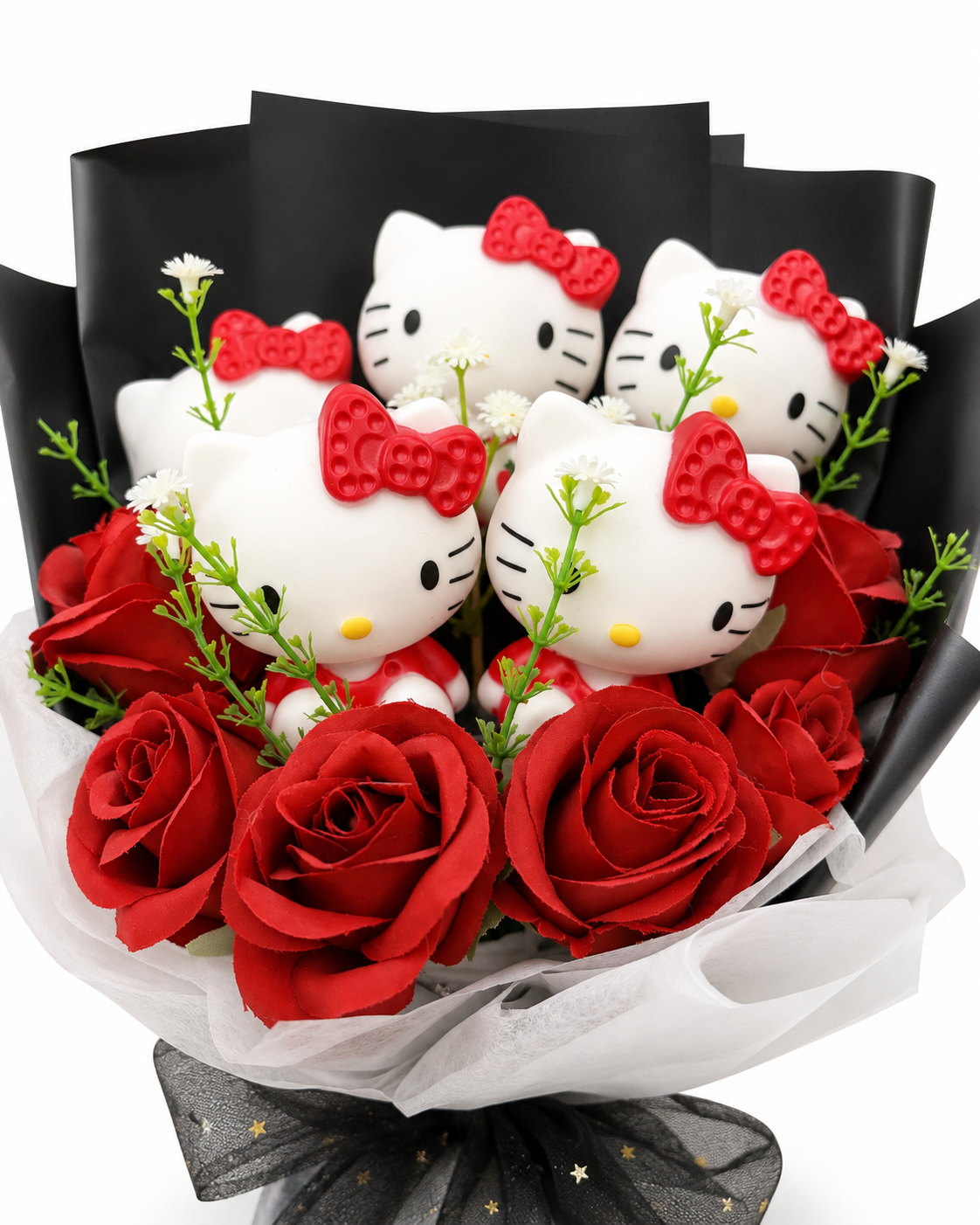 Czerwony bukiet Hello Kitty gotowy do wysyłki
